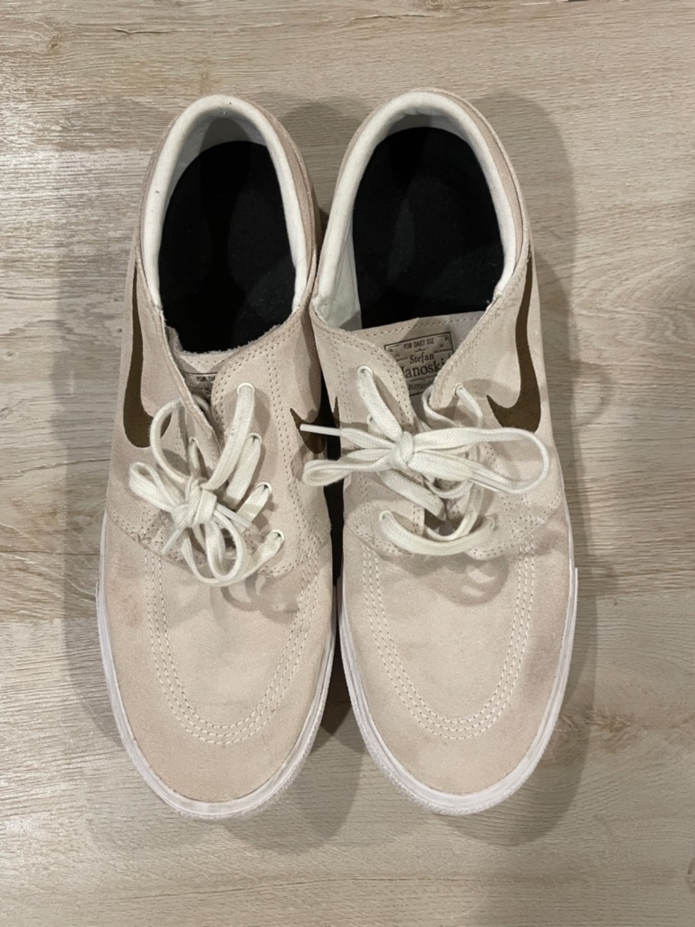 Nike Taupe Suede Low-Top Sneakers with Cream Laces